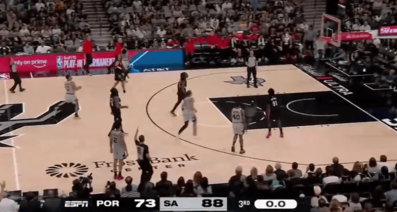 v体育赛事直播-马刺第三节一度被开拓者追到差4分,随后轰出高潮领先15分